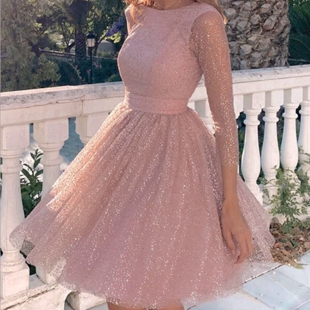 NWT Womens light pink sparkle homecoming dress sizes Small and Medium